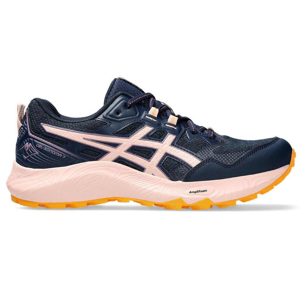 Tênis ASICS GEL-Sonoma 7 - Feminino - Azul Marinho com Rosa e Laranja