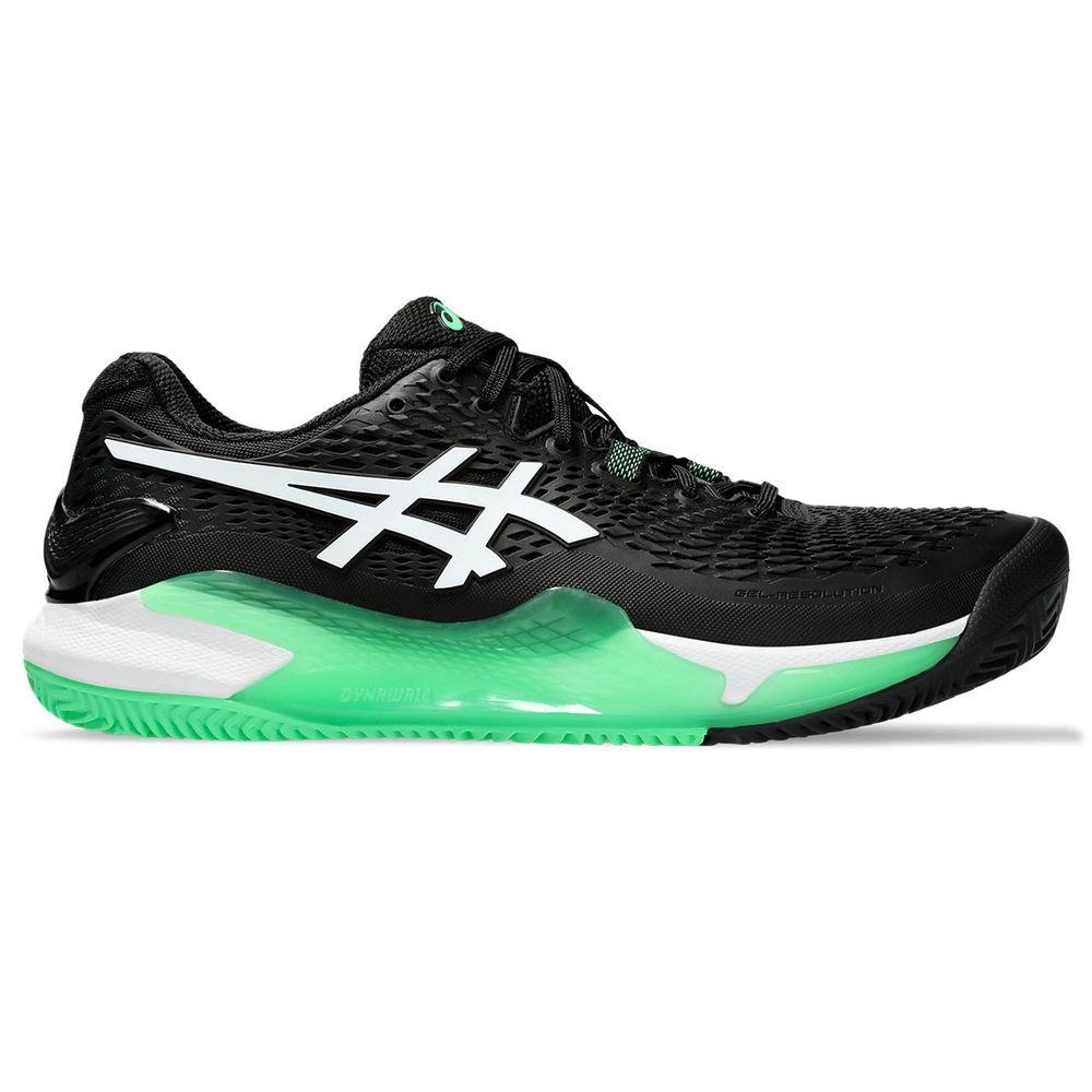 Tênis ASICS GEL-Resolution 9 Clay - Masculino - Preto com Verde e Branco