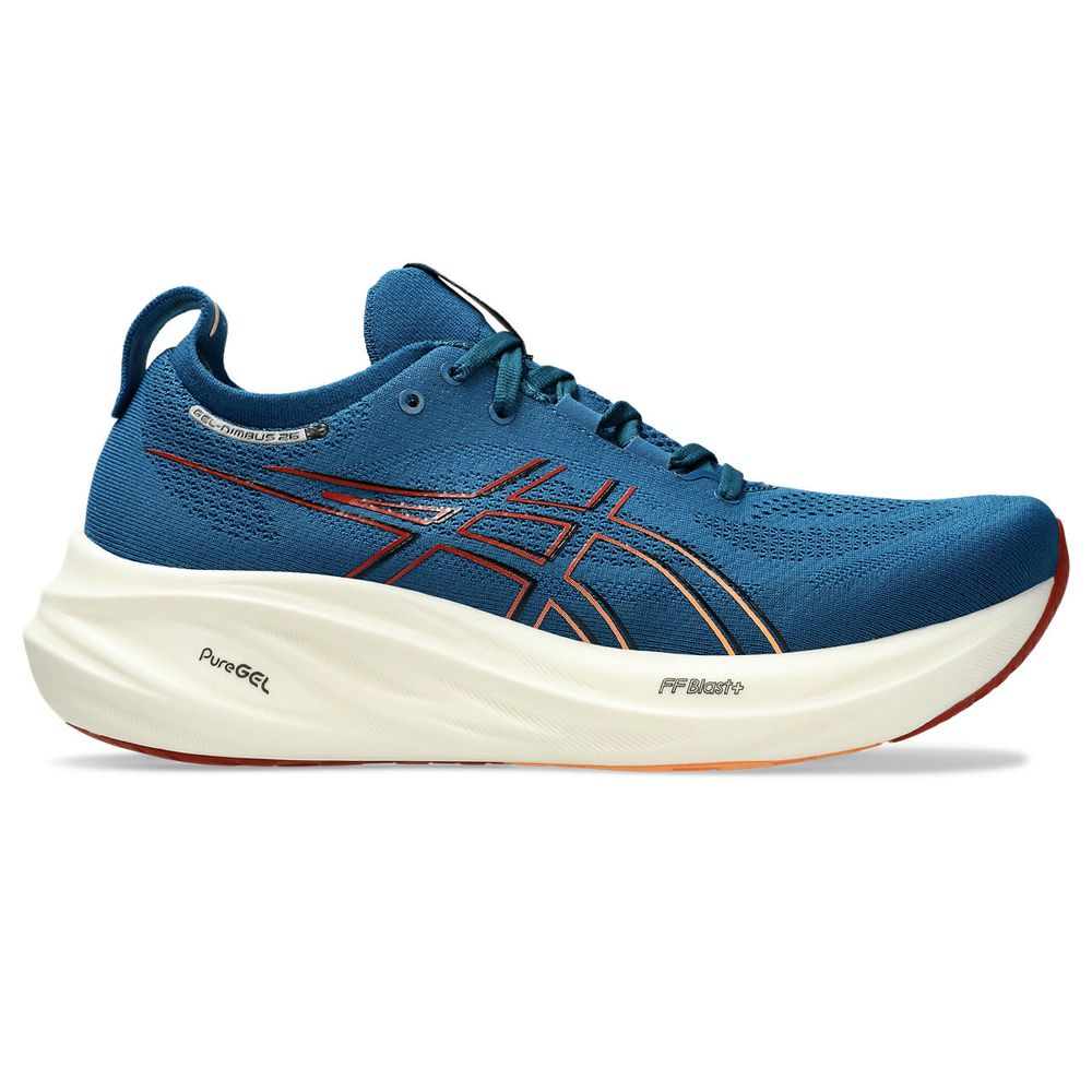 Tênis ASICS GEL-Nimbus 26 - Masculino - Azul/Laranja