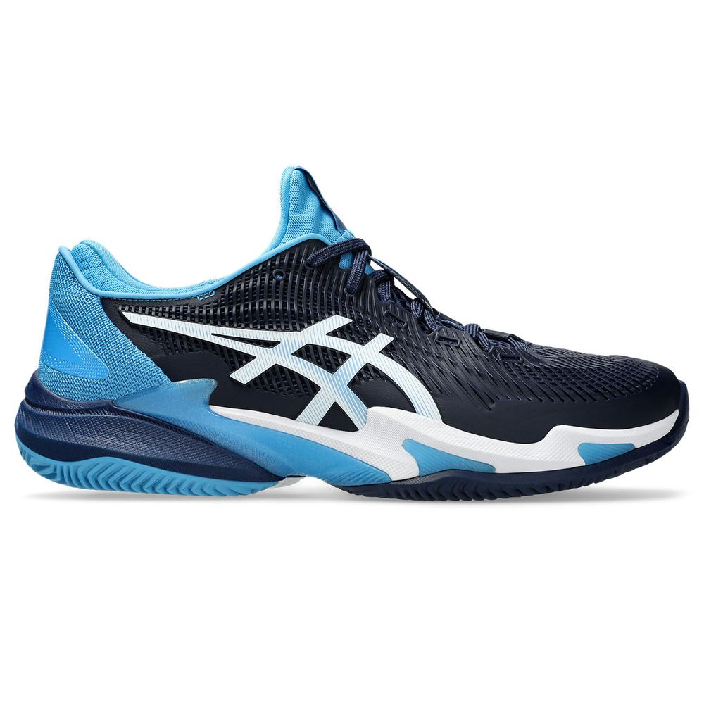 Tênis ASICS Court FF 3 Novak Clay - Masculino - Azul Marinho com Azul e Branco