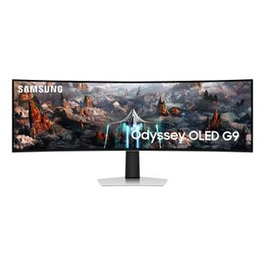 Monitor Gamer Samsung Odyssey OLED G9 49" DQHD, Tela Curva Ultrawide, Painel OLED, 240Hz, 0.03ms, HDR10+, HAS, Micro HDMI, DP, USB Hub Silver