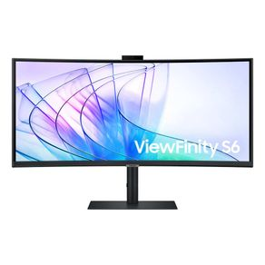 Monitor Samsung ViewFinity S6 34" 2024 UWQHD, Tela Curva, Painel IPS, 100Hz, 5ms, HDR10, HAS, HDMI, DP, USB-c, LAN Preto