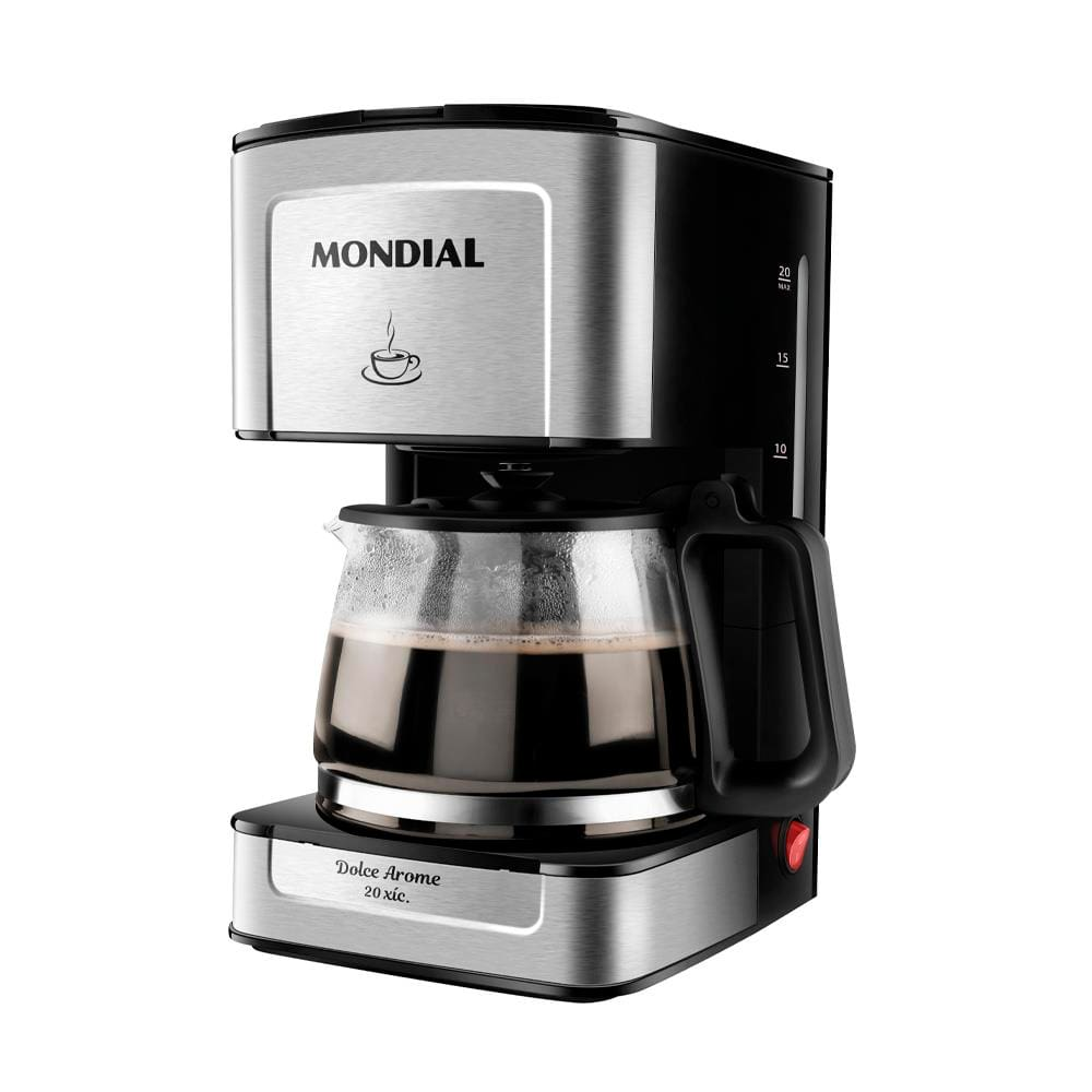 Cafeteira Elétrica Mondial Dolce Arome Vidro C-43-20X-SI 20 Xícaras 550W Preto/Inox - 110V