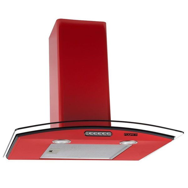 Coifa De Parede 60cm Vidro Curvo Slim Fogatti Vermelho 110v 110