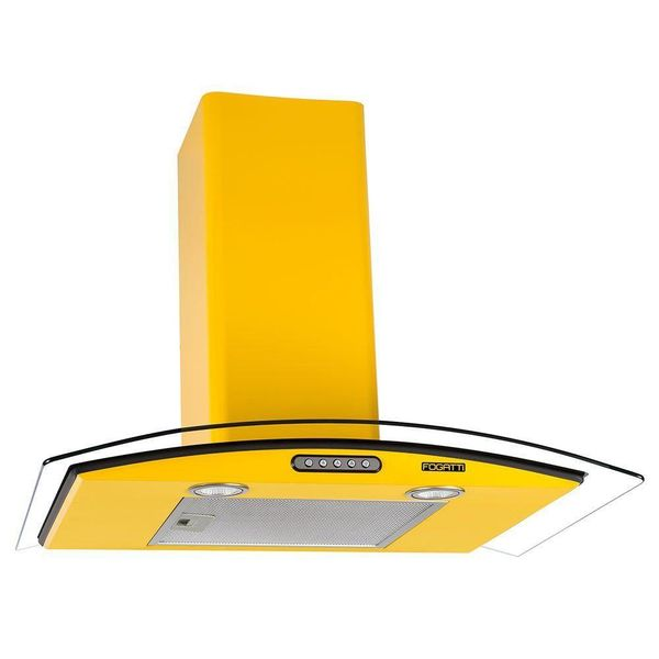 Coifa De Parede 70cm Vidro Curvo Slim Fogatti Amarelo 220v 220