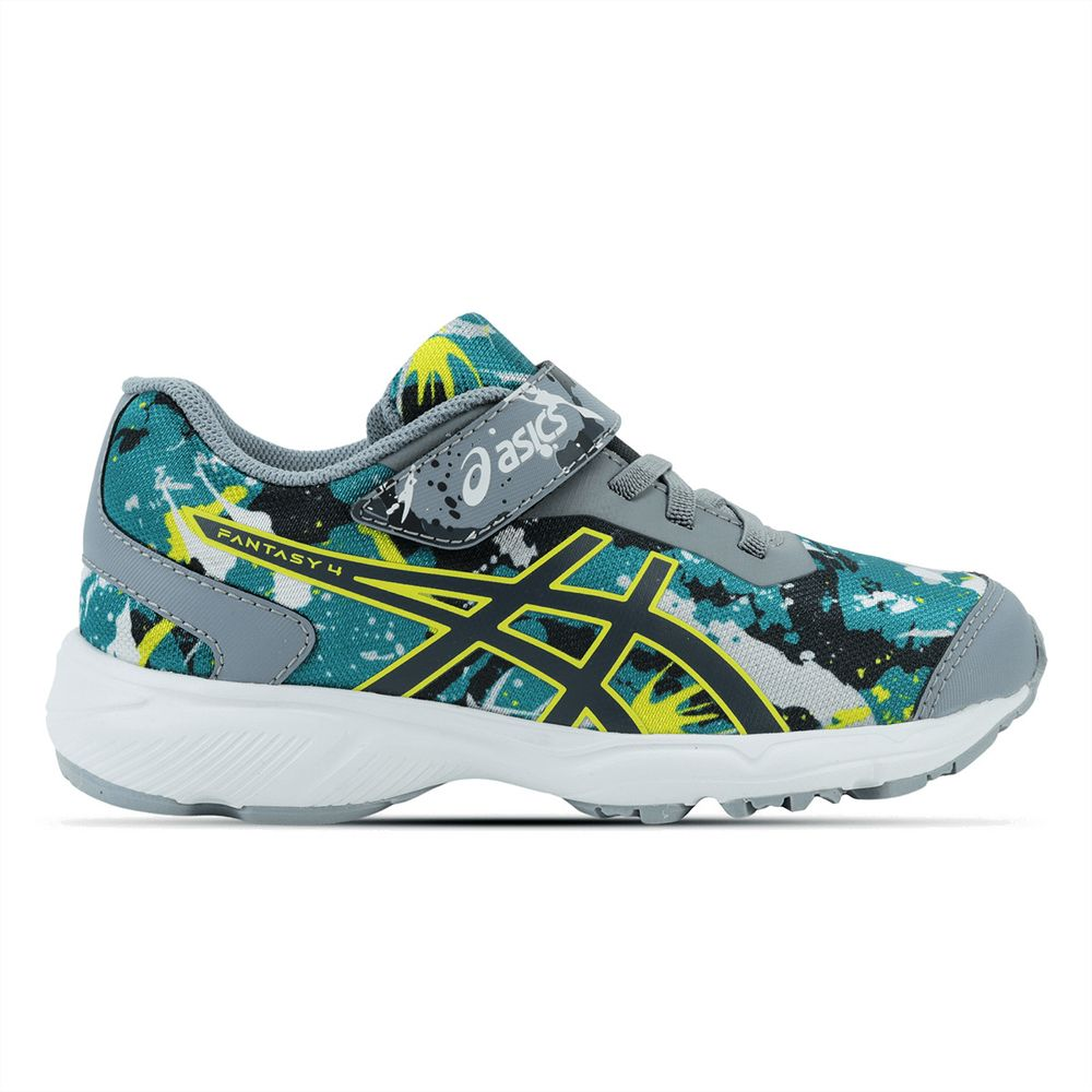 Tênis ASICS Fantasy 4 - Infantil - Cinza com Verde e Branco