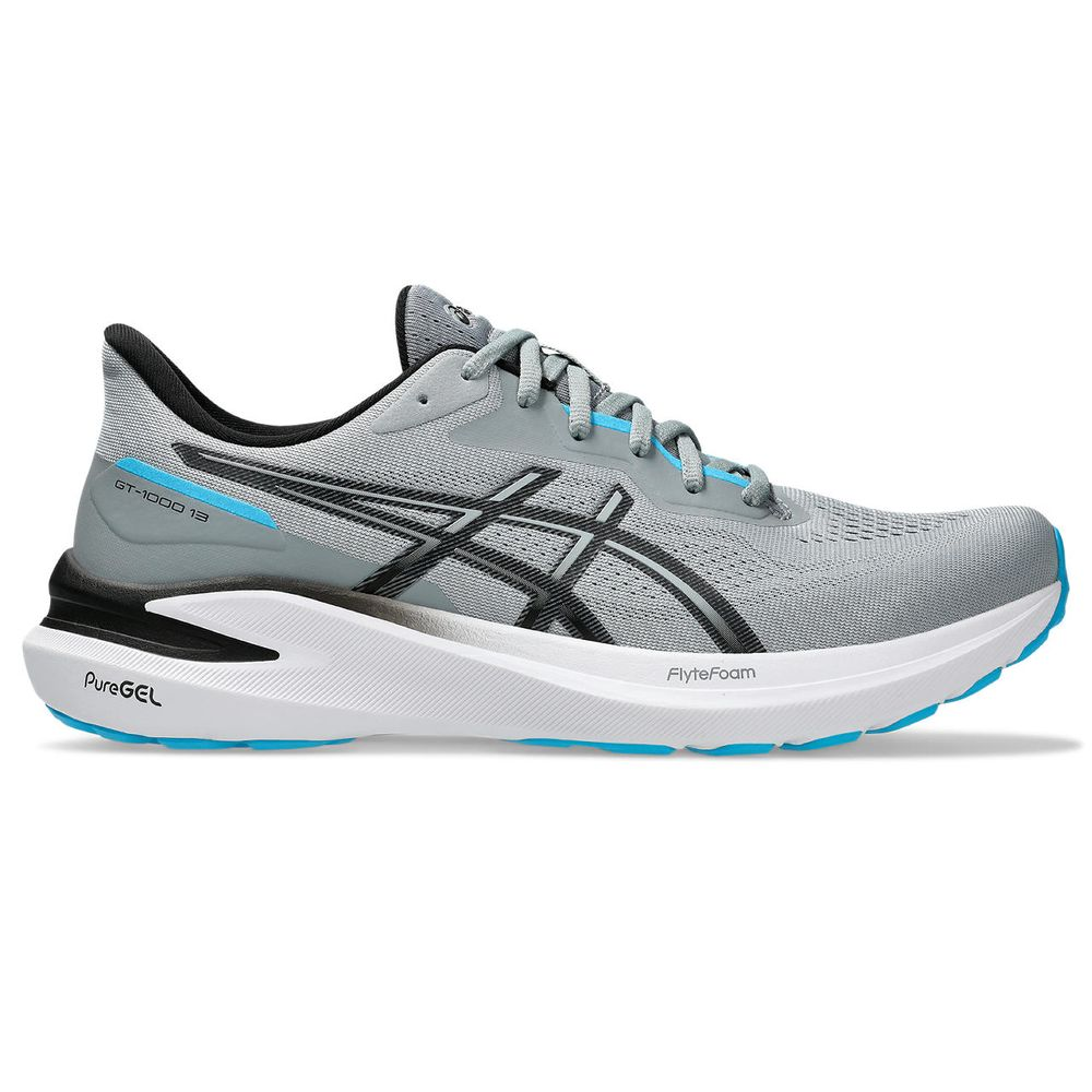 Tênis ASICS GT-1000 13 - Masculino - Cinza com Branco e Azul