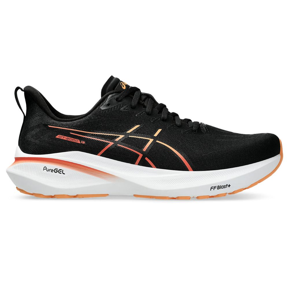 Tênis ASICS GT-2000 13 - Masculino - Preto com Branco e Laranja