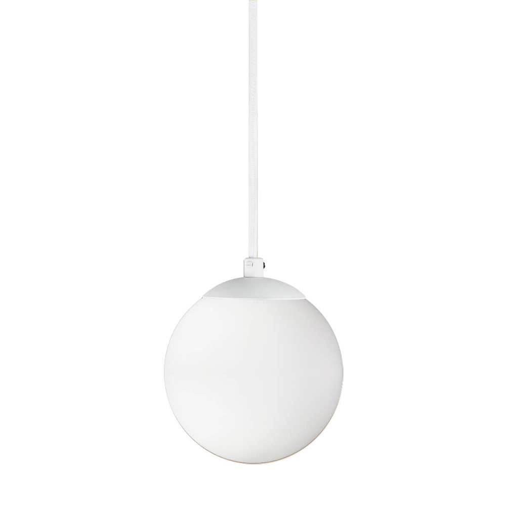 Pendente BRANCO C/ Globo de Vidro BRANCO de 14cm + LED 2W