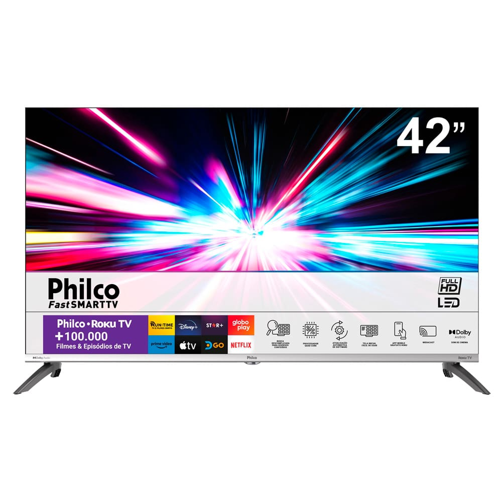 Smart TV LED 42" Philco Full HD PTV42M9GR2CMB Roku TV, HDMI, USB e Wi-Fi