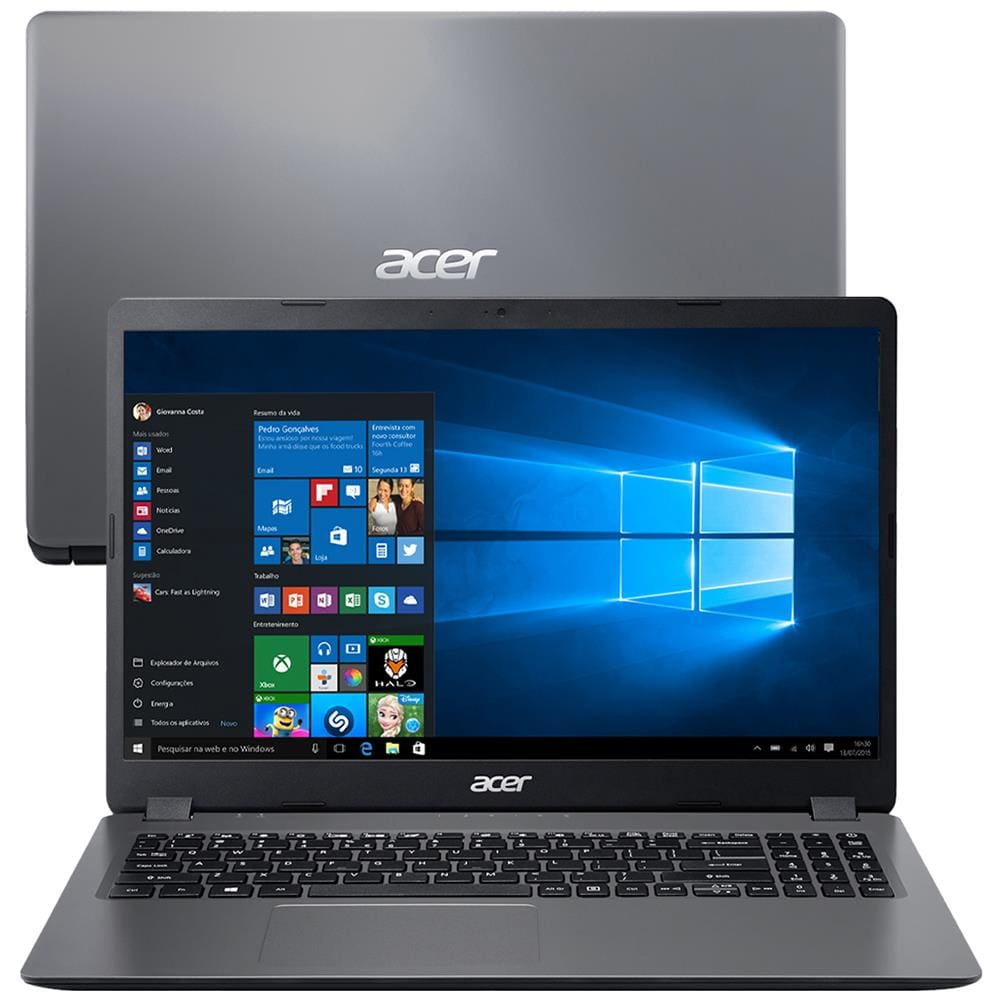 Notebook Acer Core i3-1005G1 8GB 512GB SSD Tela 15.6 Windows 10 Aspire 3 A315-56-35ET