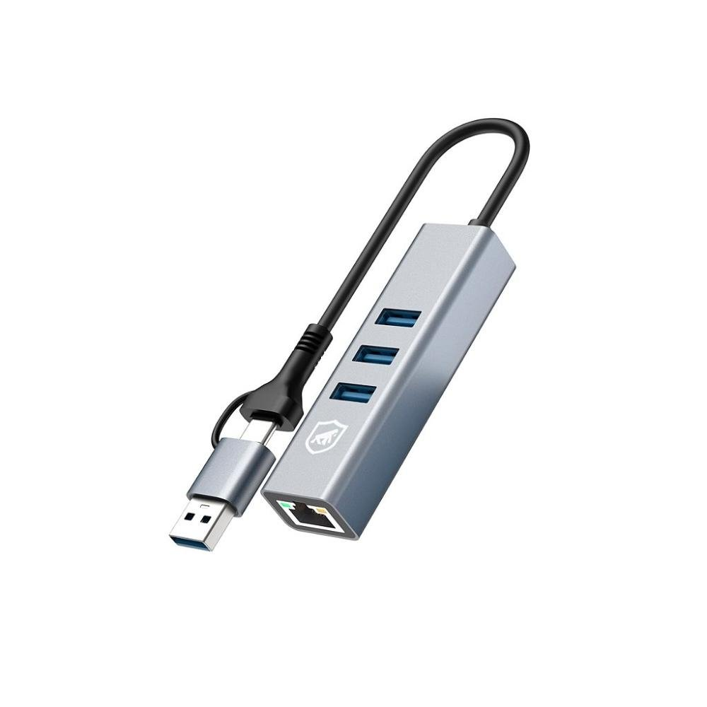 Adaptador Multiportas USB com Conector Ethernet LAN -Gshield