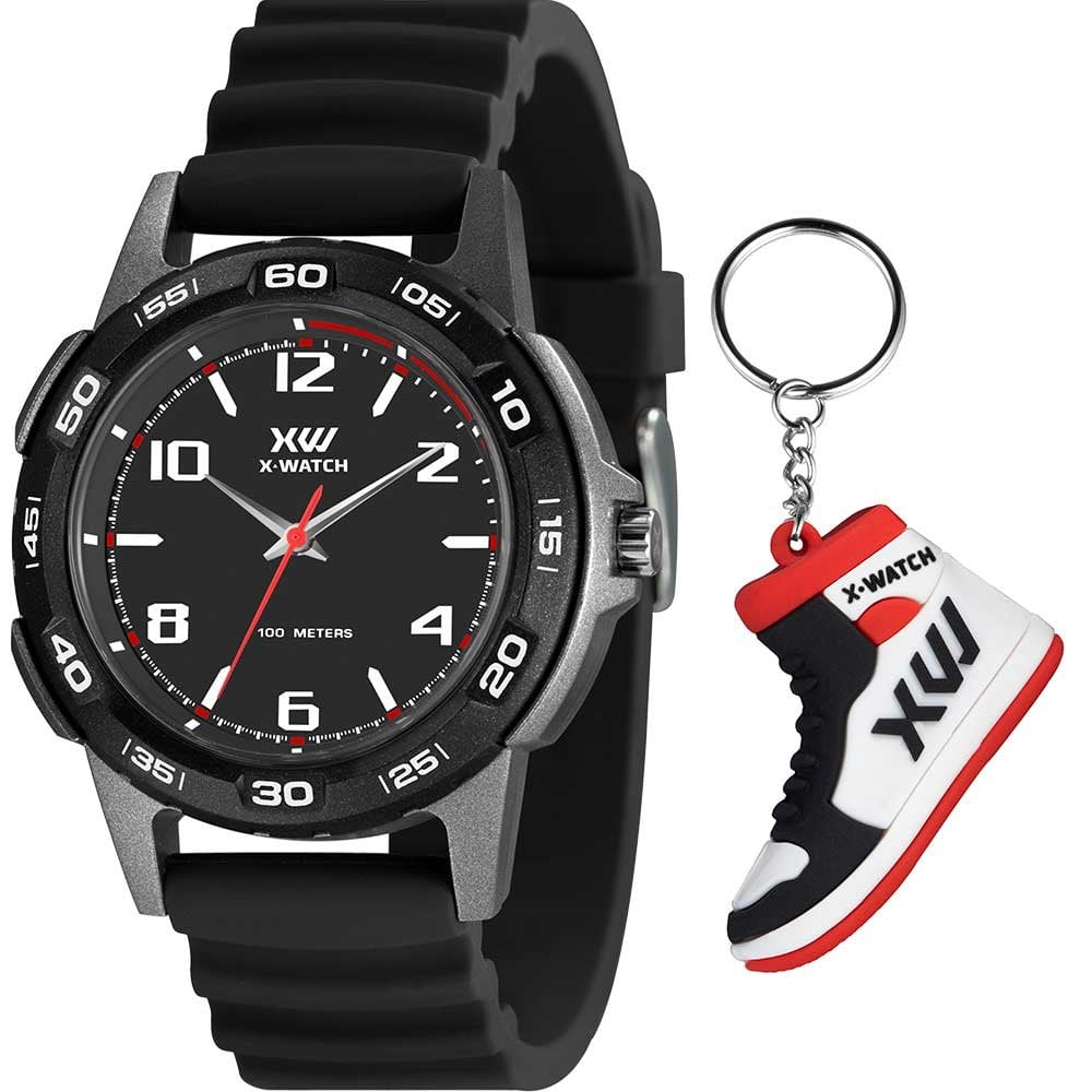 Kit Relógio X-Watch Masculino com Chaveiro Tênis XMPP0048K0BNP2PX