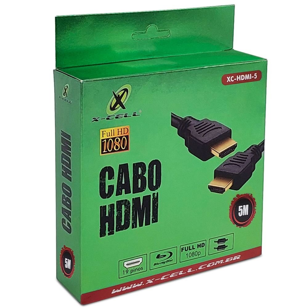 Cabo HDMI X-Cell, Full HD, Com Filtro, Emborrachado, 1.4V, 5m, Preto - XC-HDMI-5