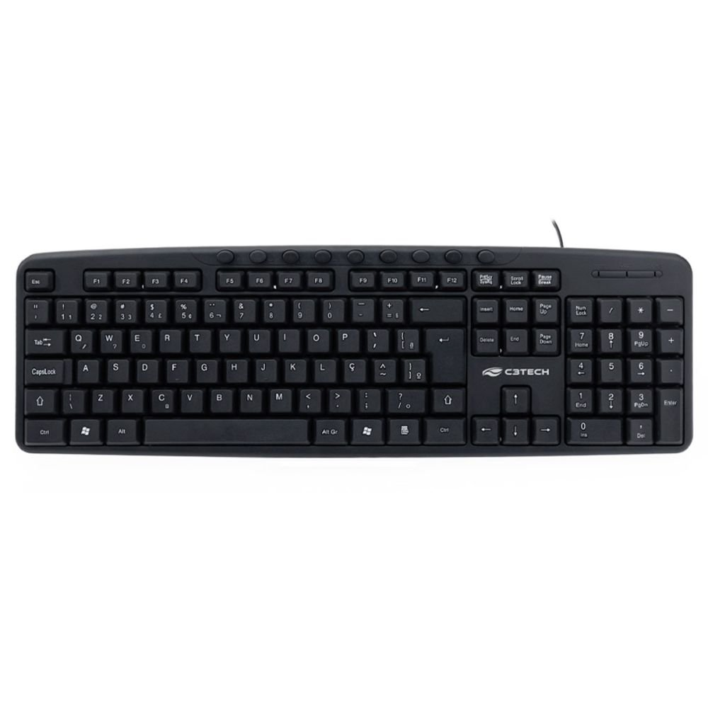 Teclado Multimídia C3Tech KB-M40BK, USB, ABNT2, Preto