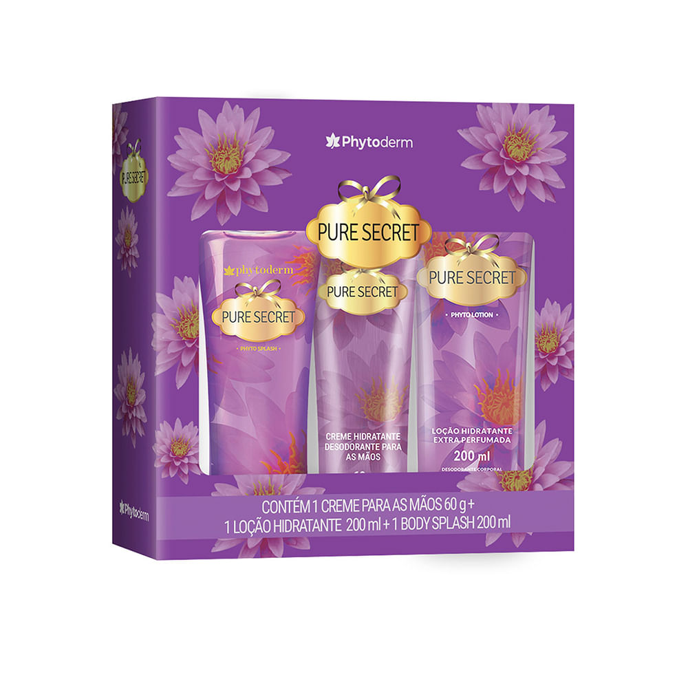 Kit phyto pure secret deo colônia splash - creme para mãos e loção hidratante