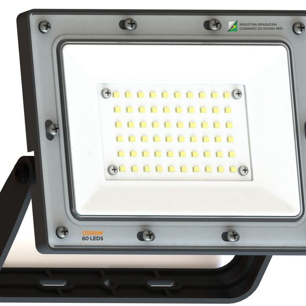 Refletor 50w Led Osram 4500lm Bivolt Ip66 Slim 6500k Resistente a Agua