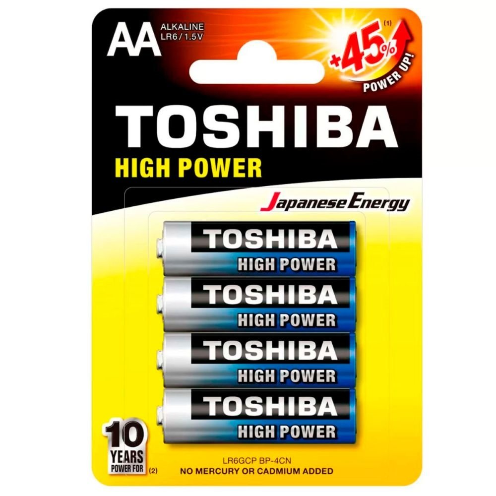 Pilha Alcalina AA Toshiba LR6GCP, Blister C/ 4 Unidades, 1.5V - 72449