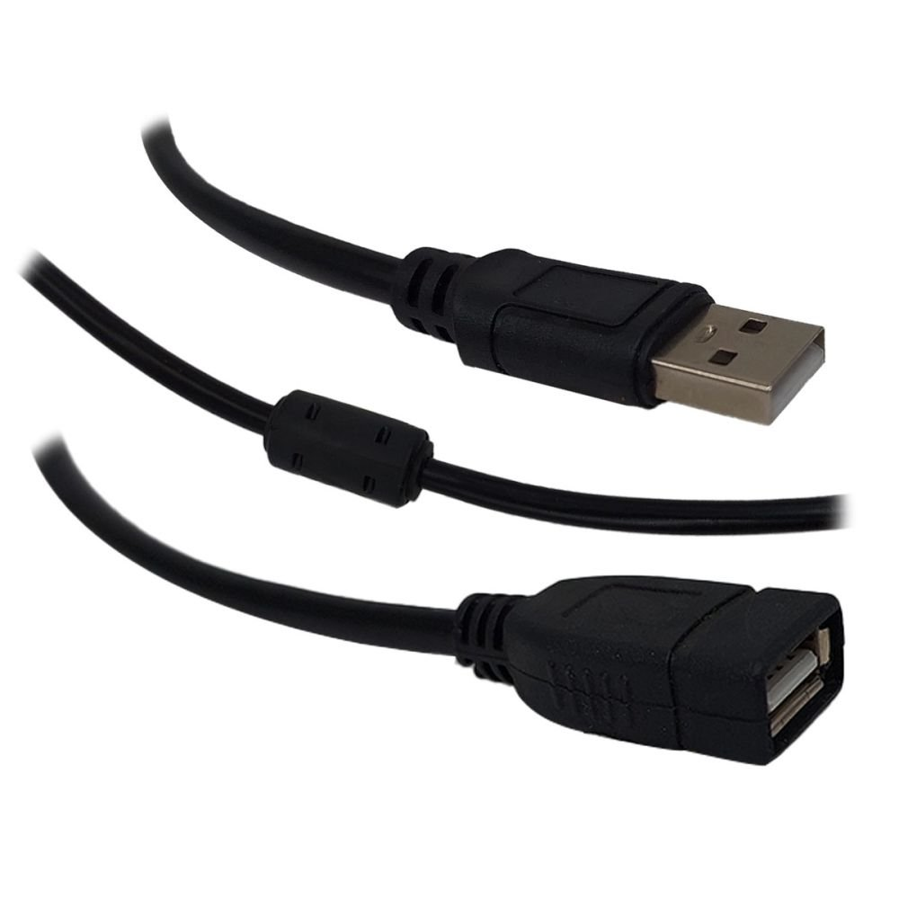 Cabo Extensor, TSA, USB 2.0 AM/AF, 5Mt, Com Filtro, Preto - CB-53