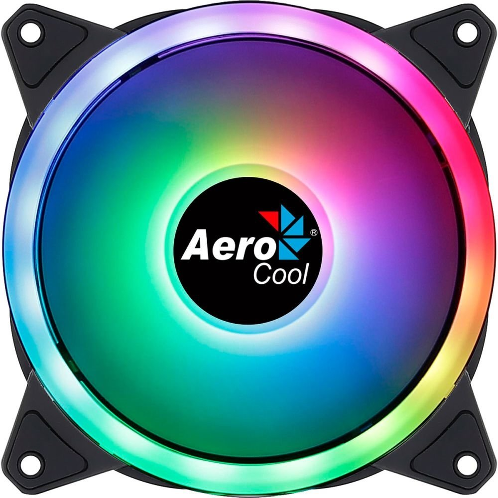 Cooler Fan Aerocool Duo 12, ARGB, 120mm, Cabo Adaptador de 6 Pinos, Preto