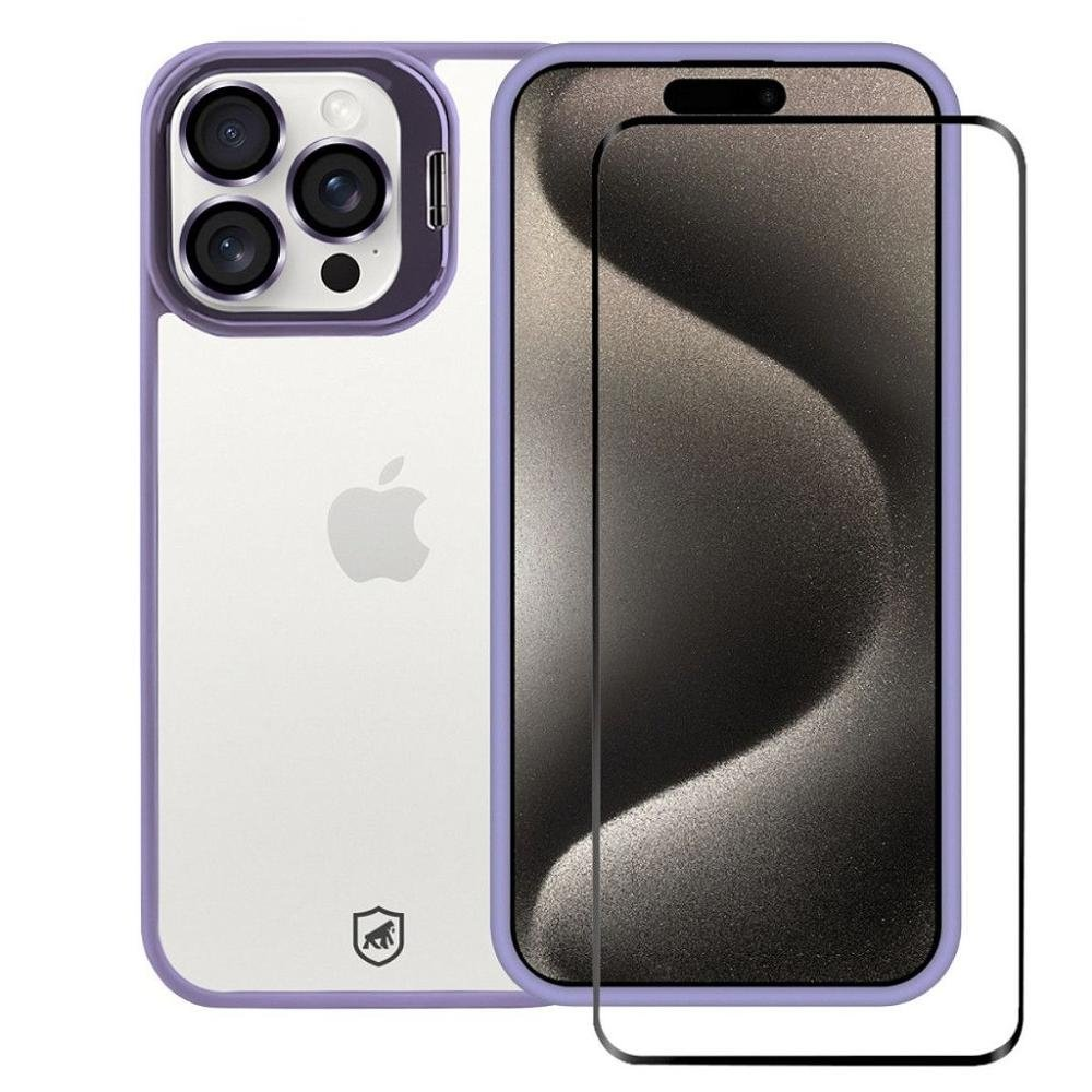 Kit Capa case capinha Gravity Lilas e Pelicula Ultra Safe para iPhone 15 Pro Max - Gshield