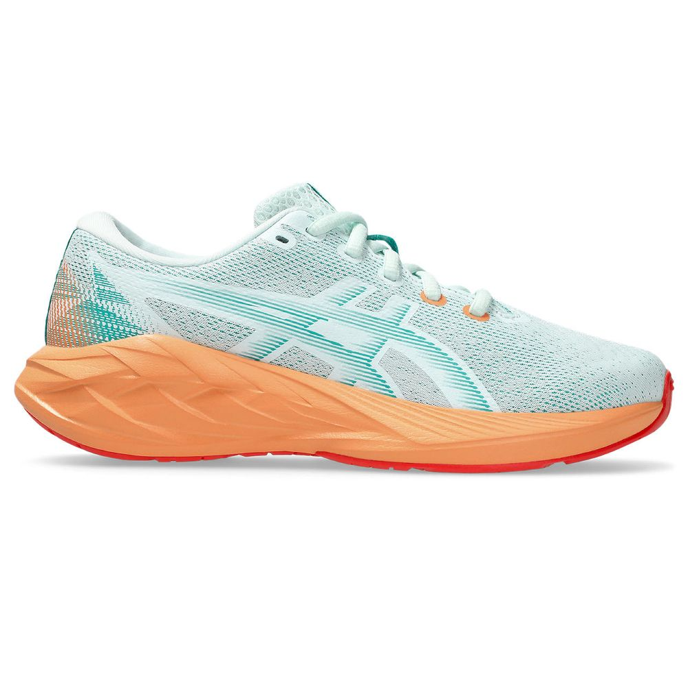 Tênis ASICS Novablast 5 GS - Infantil - Verde com Laranja