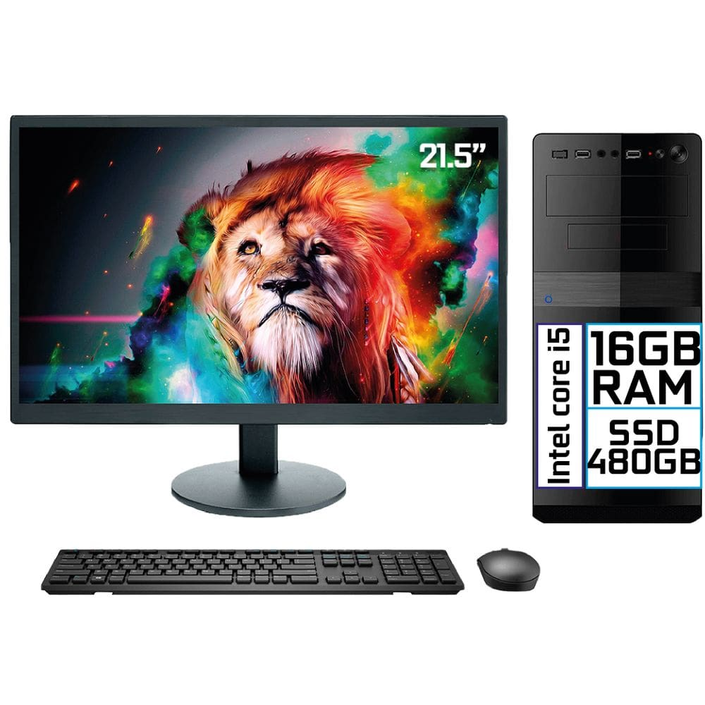 Computador Completo Intel Core i5 16GB SSD 480GB Monitor LED 21.5" HDMI EasyPC Go