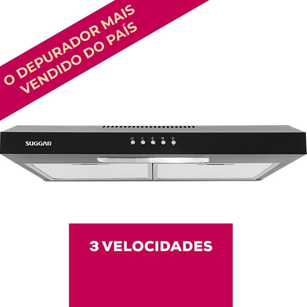 Depurador e Exaustor de ar Slim 60 Cm Preto Suggar - 220V