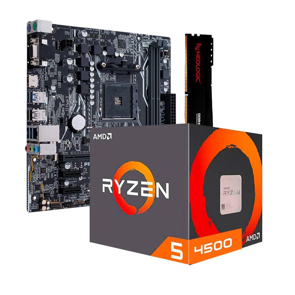 Kit Upgrade Amd Ryzen 5 4500, Placa Mãe A320m Prime Asus, 8Gb Ddr4, Neologic - Nli84047