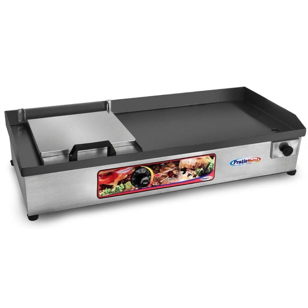 Chapa de Lanche Elétrica Inox com Prensa 70x30cm 220v Pratic