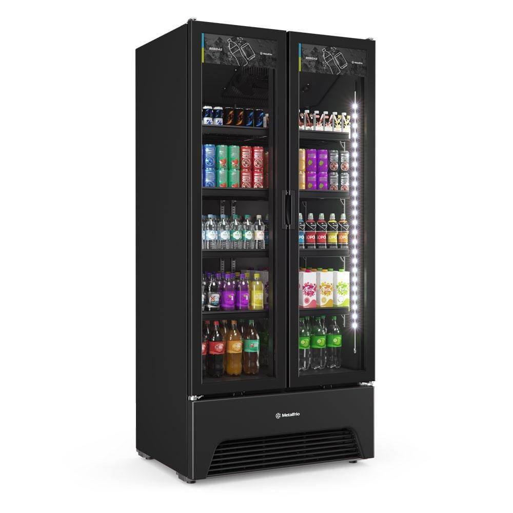 Refrigerador Expositor Vertical Bebidas Duas Portas Vidro 691L VB70AH All Black 220V - Metalfrio - 220V