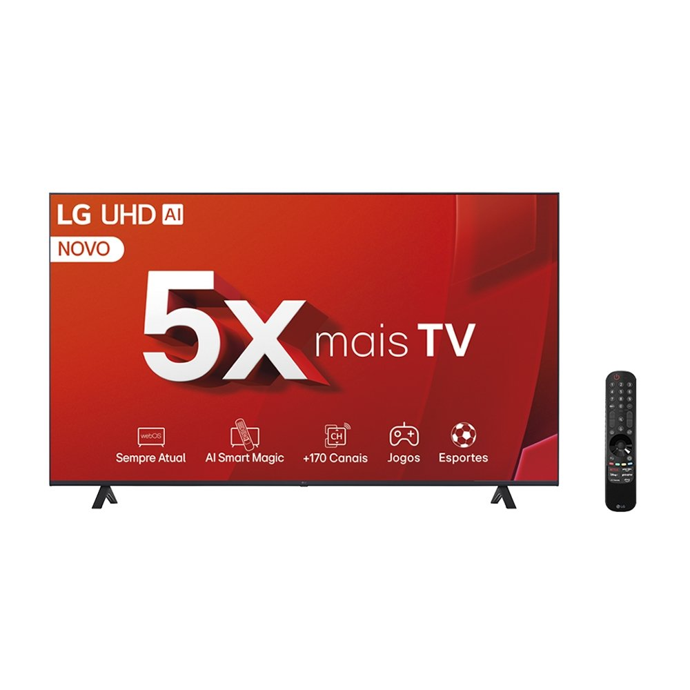 Smart TV 75" LCD LED LG 75UT8050PSA | 4K UHD, Thinq AI, Bluetooth, 3 HDMI, 2 USB, 60Hz