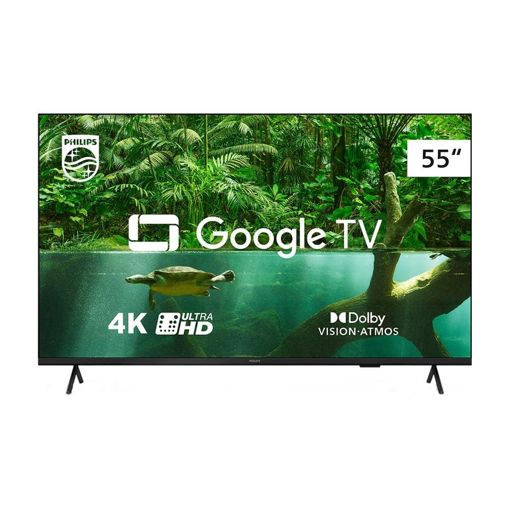 Smart TV LED 55" Ultra HD 4K Philips 55PUG7408/78 com Google TV, Comando de Voz, Wi-Fi, USB, Dolby Vision/Atmos, VRR/ALLM e Bluetooth