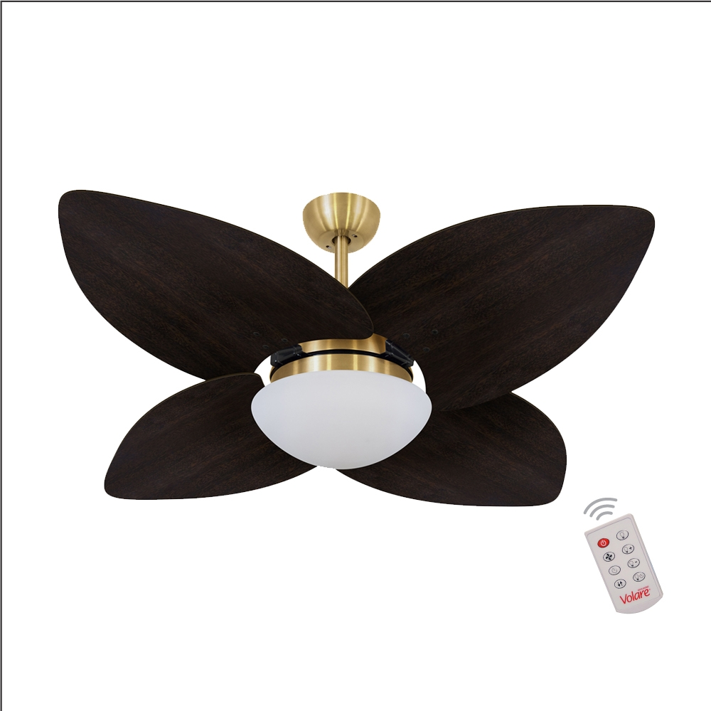 Ventilador de Teto Kovalski Dourado 4 Pás Tabaco 220V com Controle