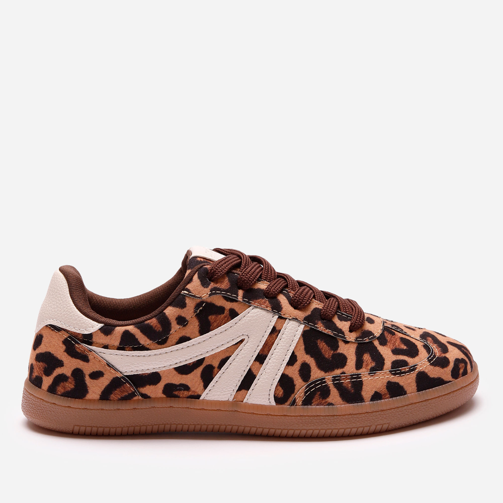 Tênis casual com recortes animal print ace bege