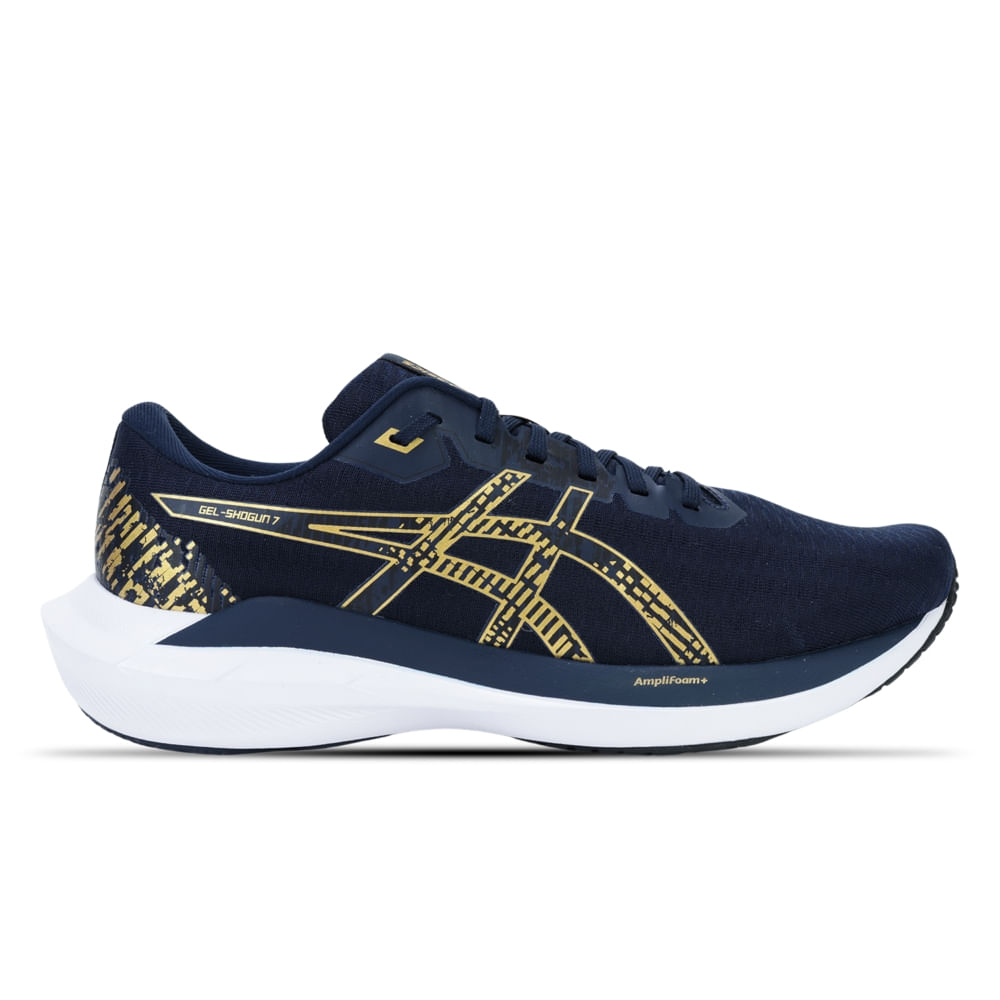 Tênis ASICS GEL-Shogun 7 - Masculino - Azul/Dourado