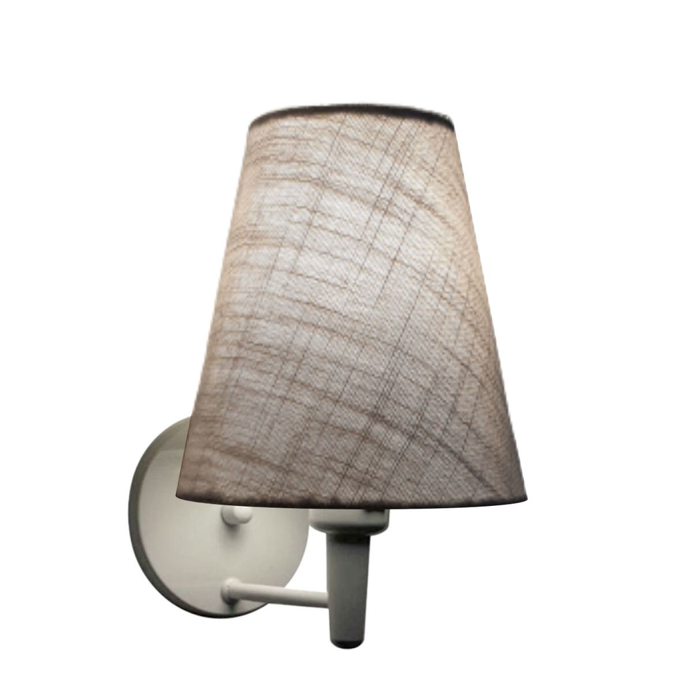 Arandela Cone Md-2007 Branco Cúpula em Tecido Rustico Cinza Arandela Cone Md-2007 Branco Cúpula em Tecido Rustico Cinza