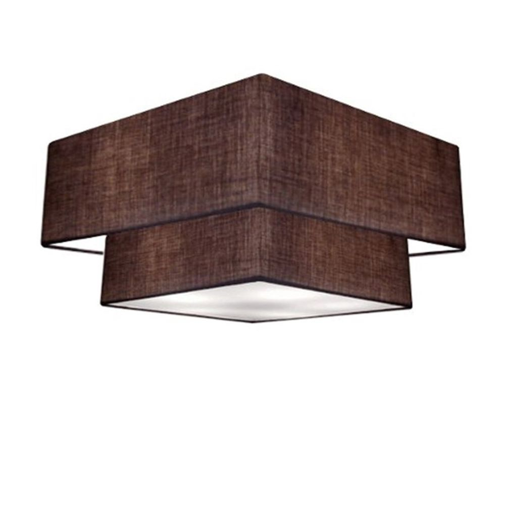 Plafon Duplo Quadrado Md-3018 Cúpula em Tecido 25/70x50cm Café - Bivolt Plafon Duplo Quadrado Md-3018 Cúpula em Tecido 25/70x50cm Café - Bivolt