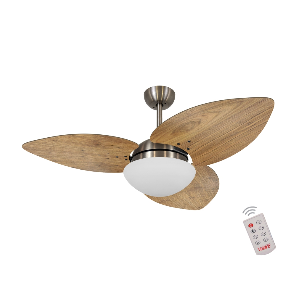 Ventilador de Teto Kovalski Bronze 3 Pás Rádica Freijó 127V com Controle