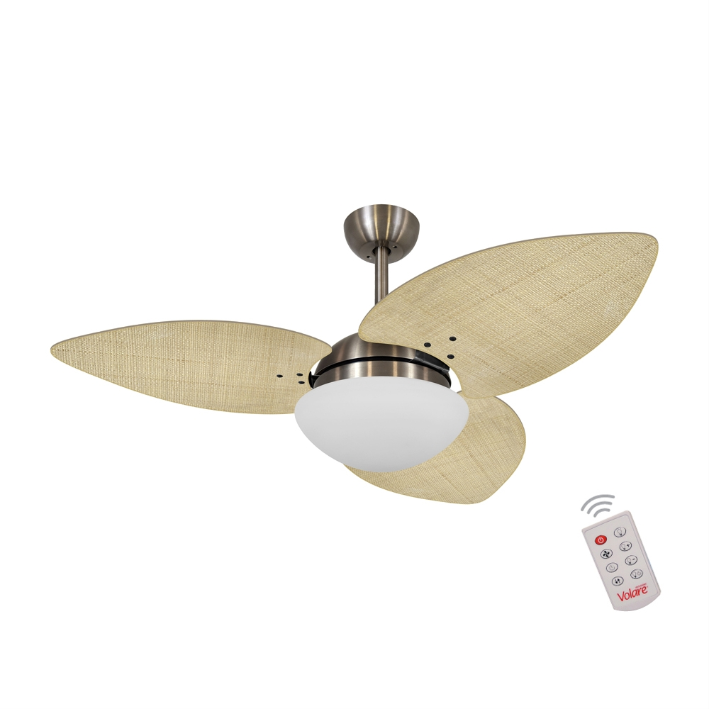 Ventilador de Teto Kovalski Bronze 3 Pás Palmae Natural 220V com Controle