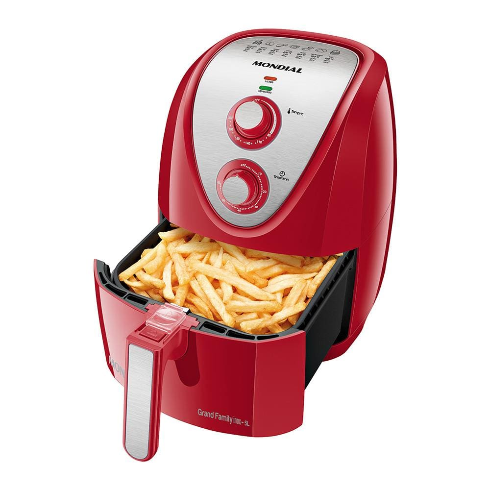 Fritadeira Elétrica Air Fryer Mondial Grand Family Inox AFN-50-RI 5L Vermelha - 220V - 220V