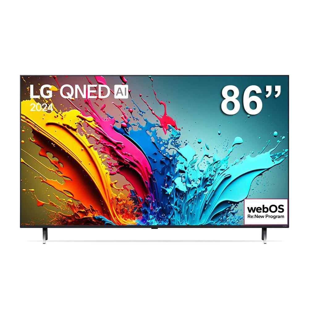 Smart TV 86" LG 4K QNED 86QNED85T com processador a8 AI, 120Hz, Design Super Slim, FreeSync e webOS 24