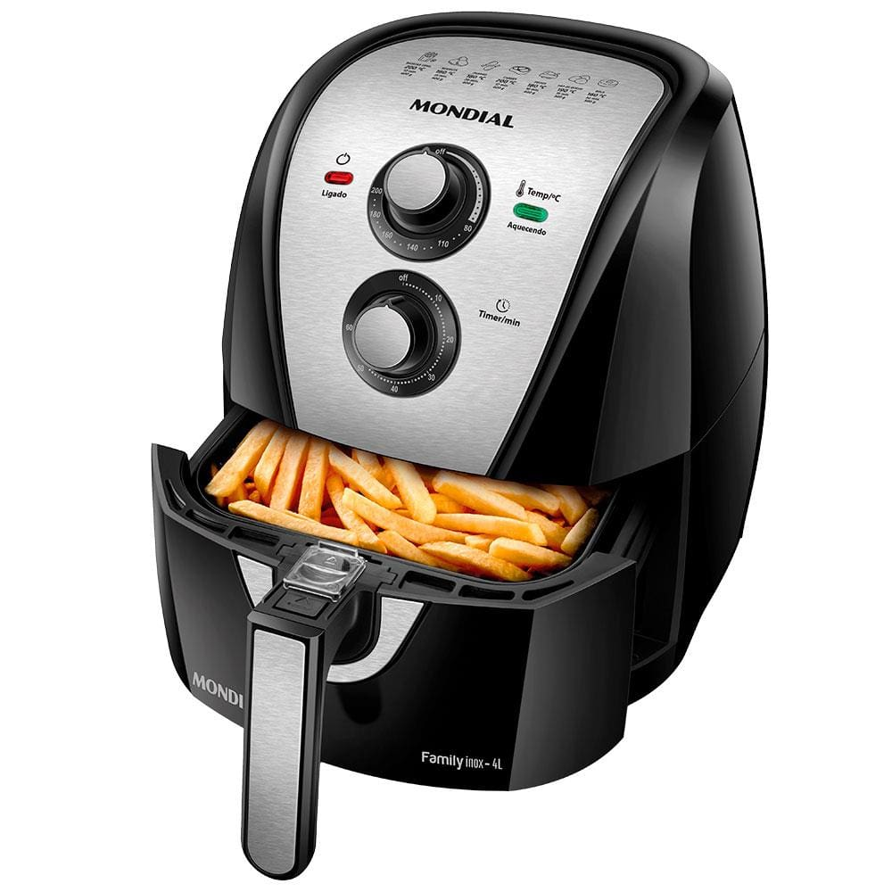 Fritadeira Elétrica Air Fryer Mondial AFN-40-BI 4L Inox/Preta - 220V - 220V