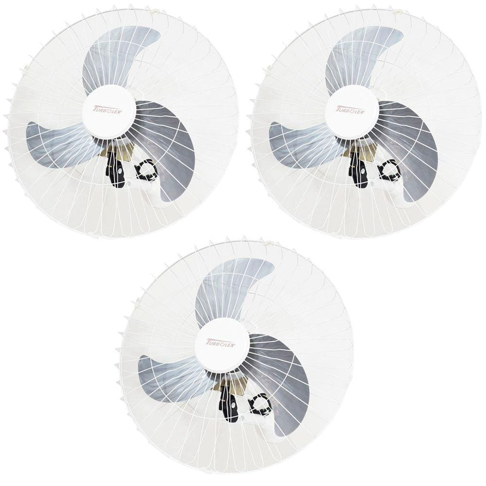 Kit 3 Ventiladores Parede 60cm 200W Industrial Turbo Turbão 3 Pás Bivolt 110V 220V Branco Vitalex - Bivolt