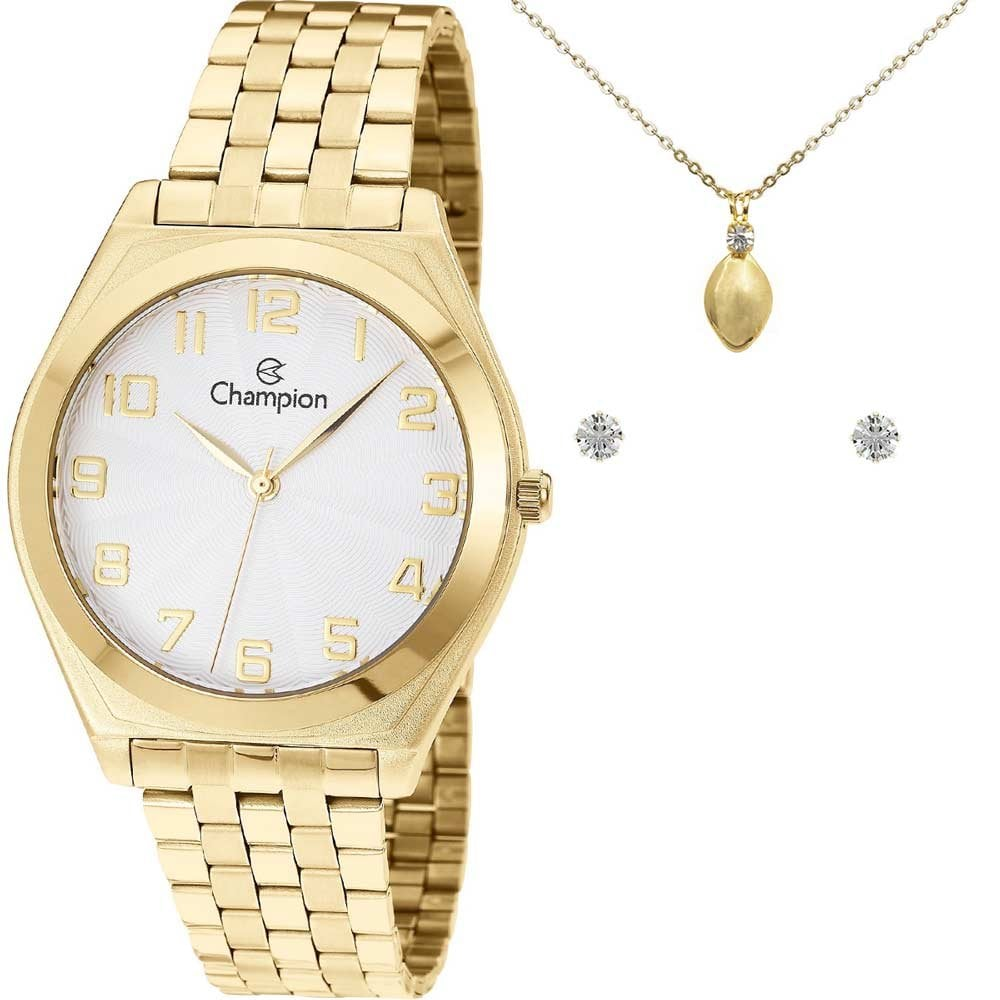 Kit Relógio Champion Feminino com Colar e brincos CH22966W Kit Relógio Champion Feminino com Colar e brincos CH22966W