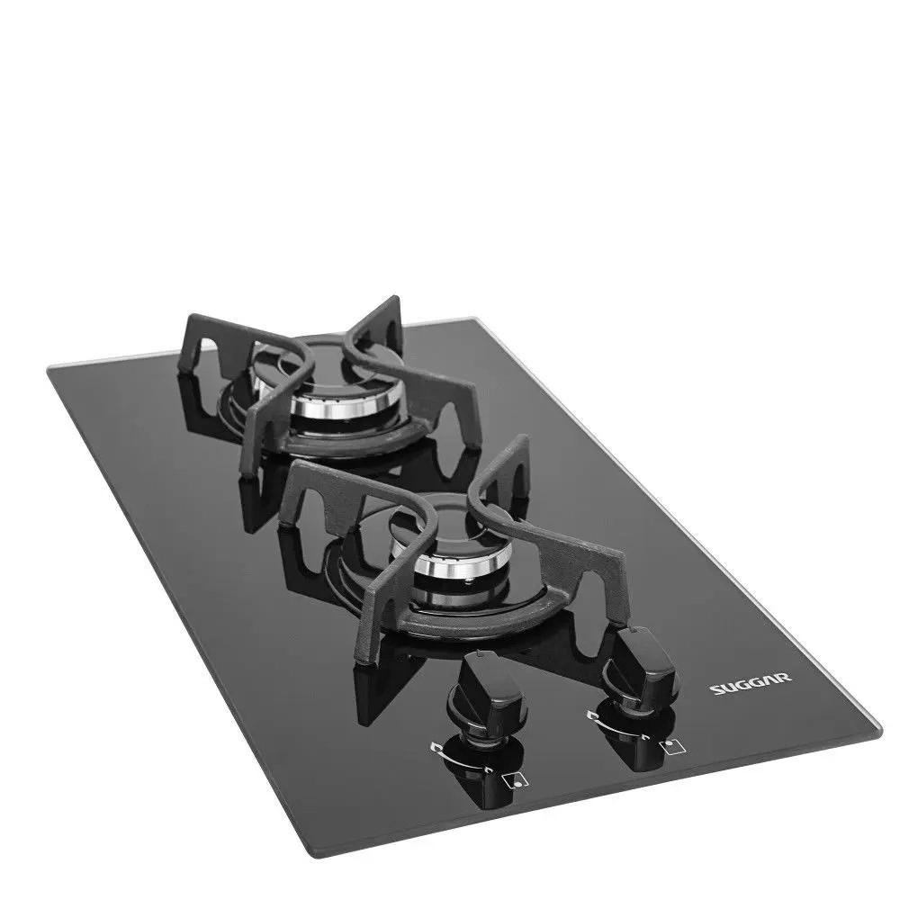 Cooktop Mesa De Vidro 2 Queimadores à Gás Suggar Preto FG2002FVP Bivolt Cooktop Mesa De Vidro 2 Queimadores à Gás Suggar Preto FG2002FVP Bivolt