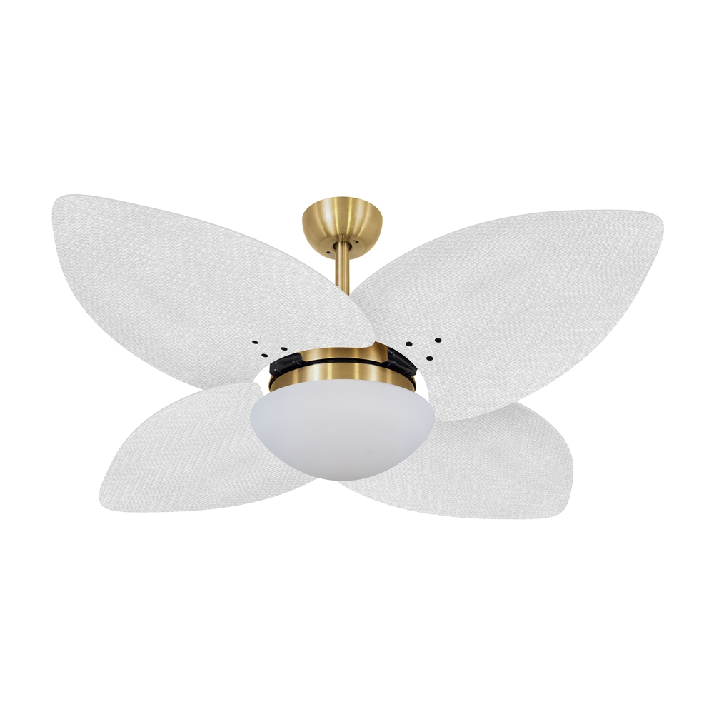 Ventilador de Teto Dormamu Dourado 4 Pás Palmae Branco 127V