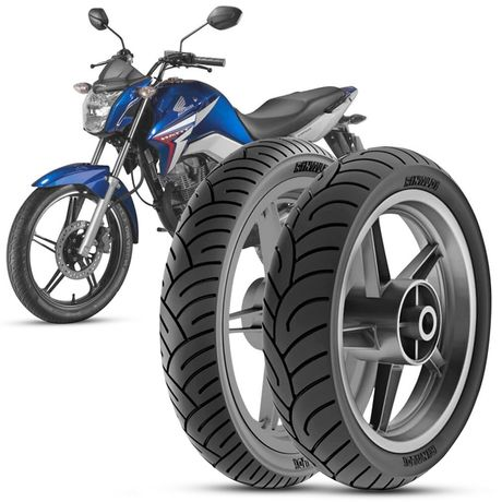 2 Pneu Moto Honda Cg Titan Rinaldi 90/90-18 57p 80/100-18 47p HB37