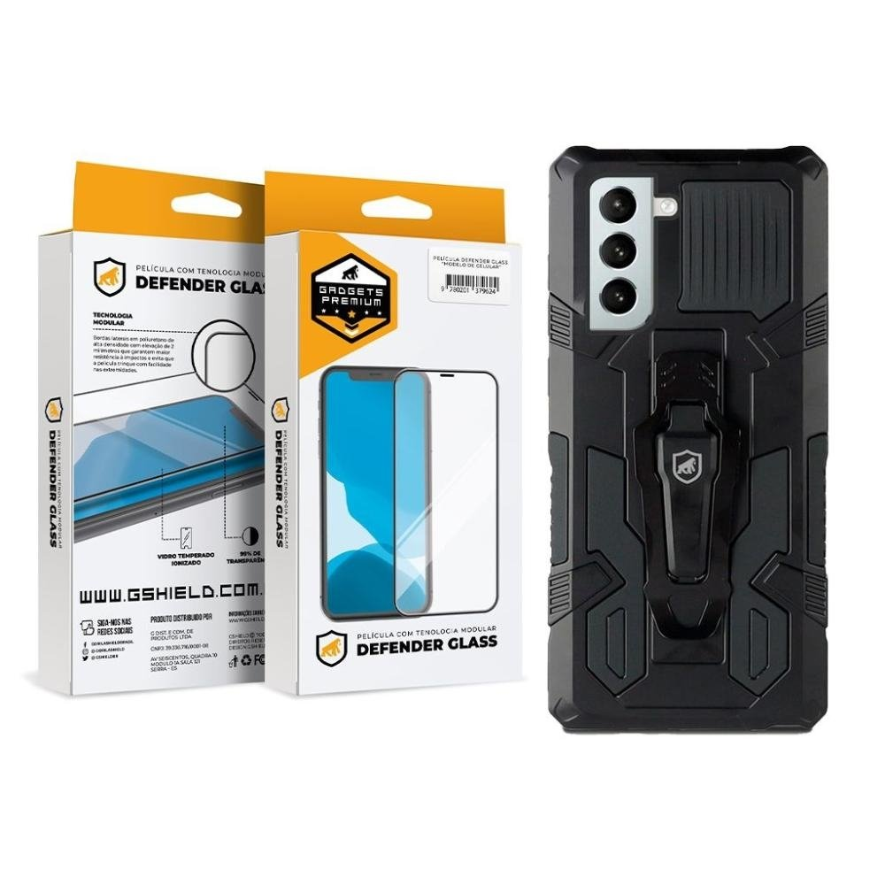 Kit Capa case capinha Clip e Pelicula Defender Glass Samsung Galaxy S21 Plus - Gshield