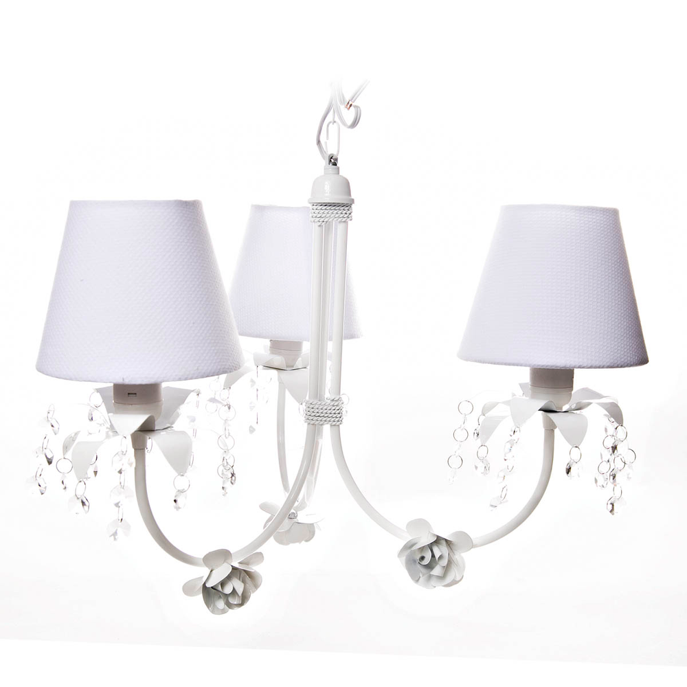 Lustre 3L Primavera Cristais 3 Flores P Branco Quarto Bebê Infantil Lustre 3L Primavera Cristais 3 Flores P Branco Quarto Bebê Infantil